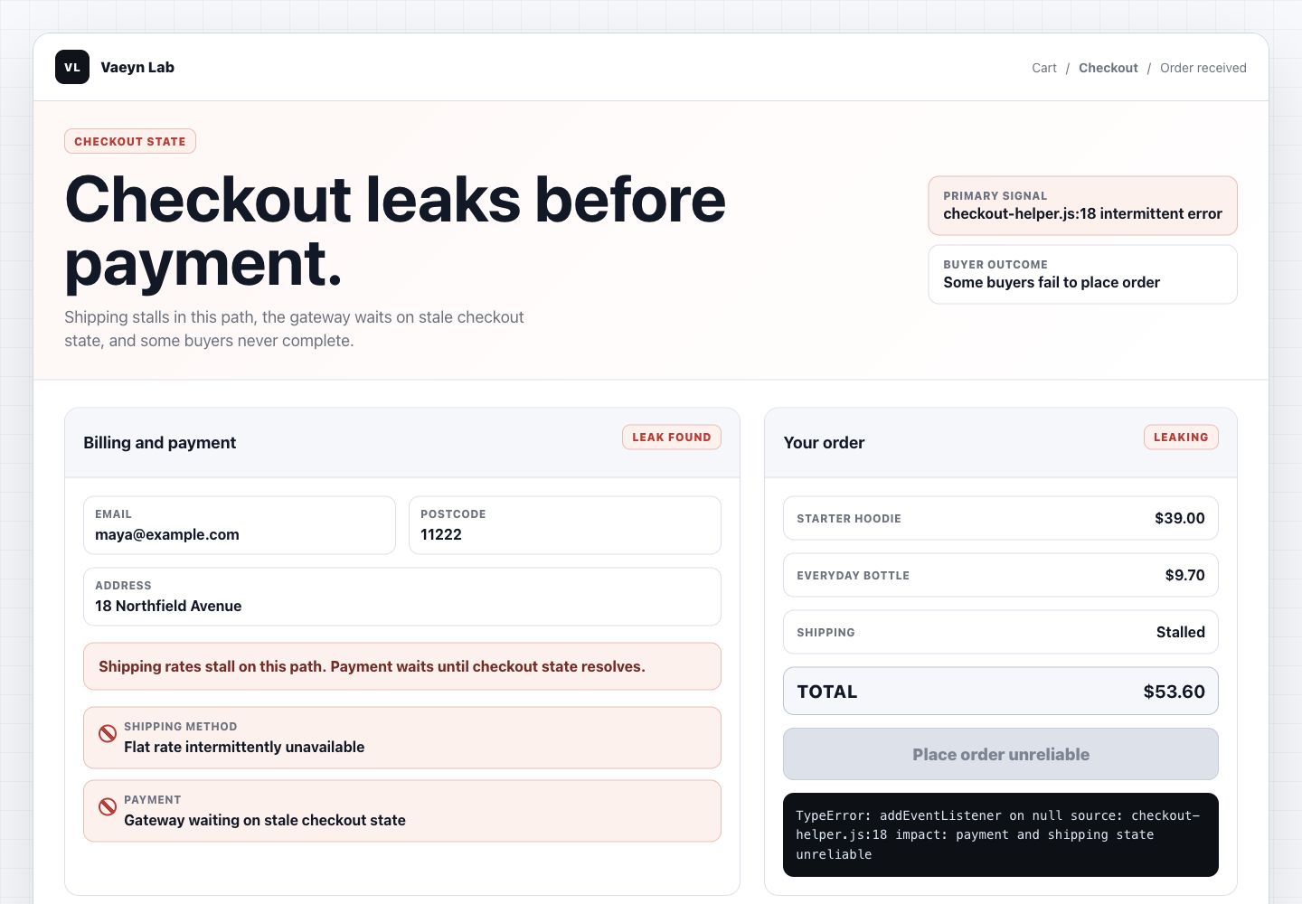 Before desktop checkout state