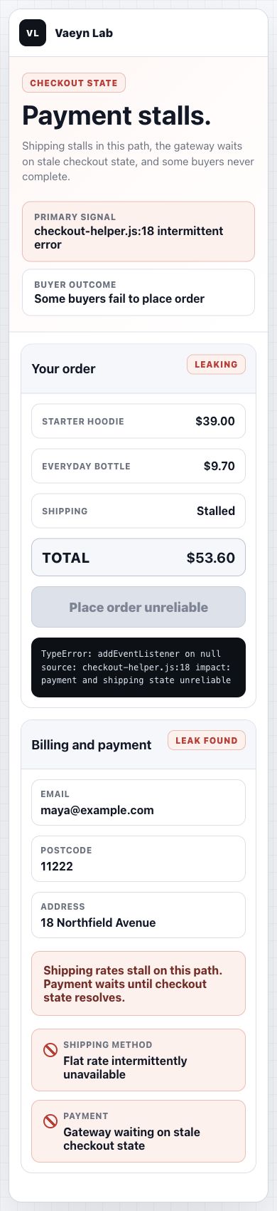 Leaking mobile checkout before repair